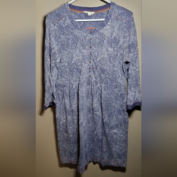 White Stuff UK10orUS6 navy and white star pattern 1/2 button-down pocketed dress - Picture 5 of 7